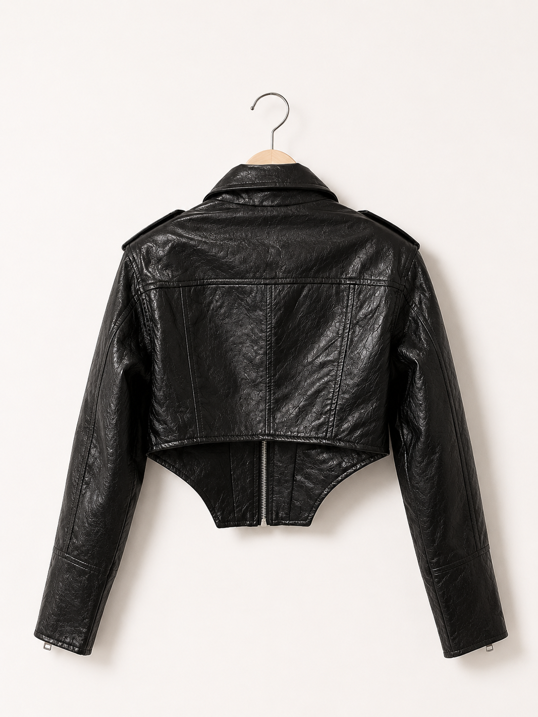 Cropped Faux Leather Moto Jacket