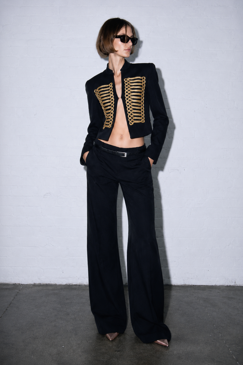 Black Gold Embroidered Military Jacket
