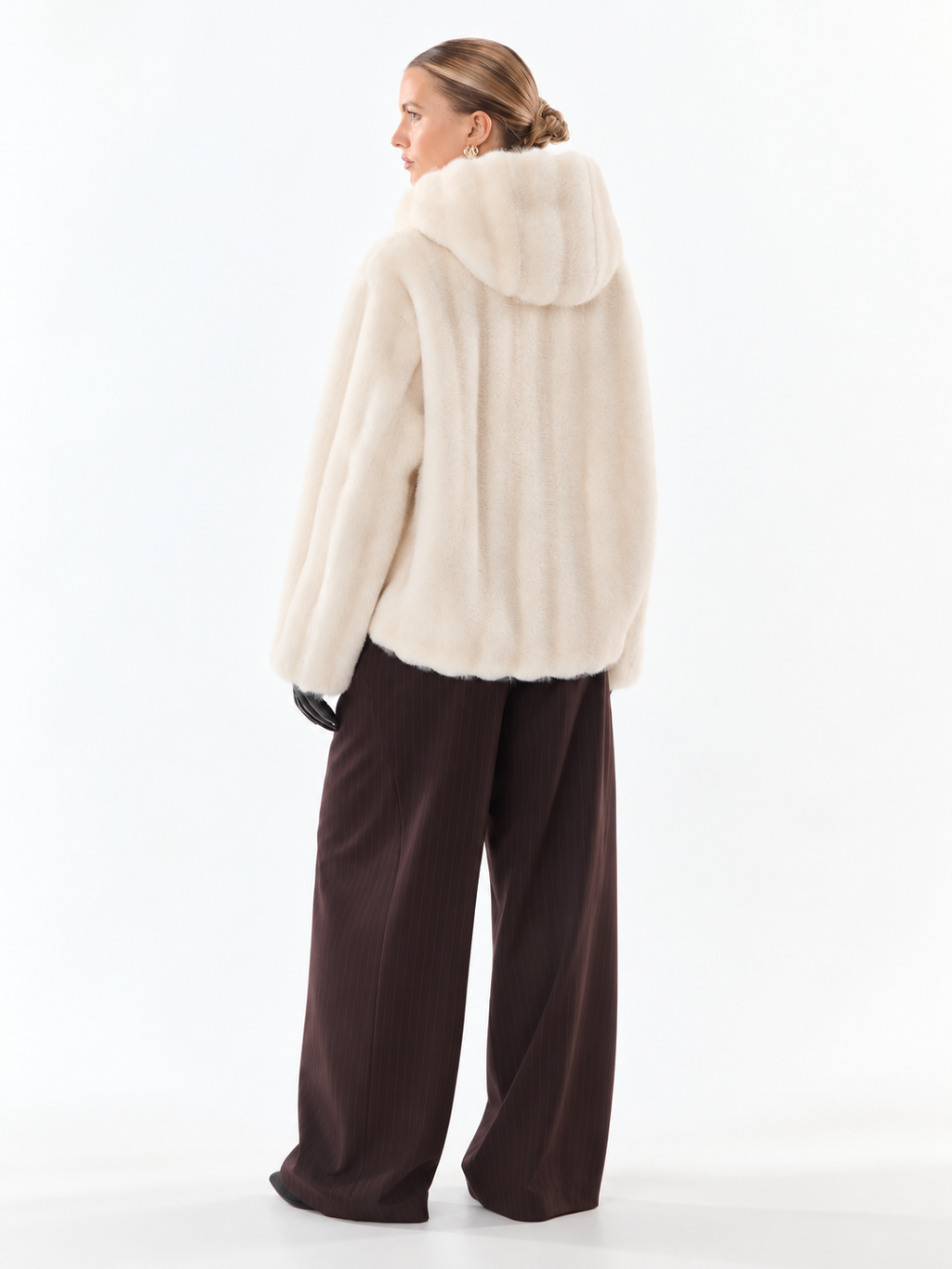 Ivory Hooded Fur Jacket