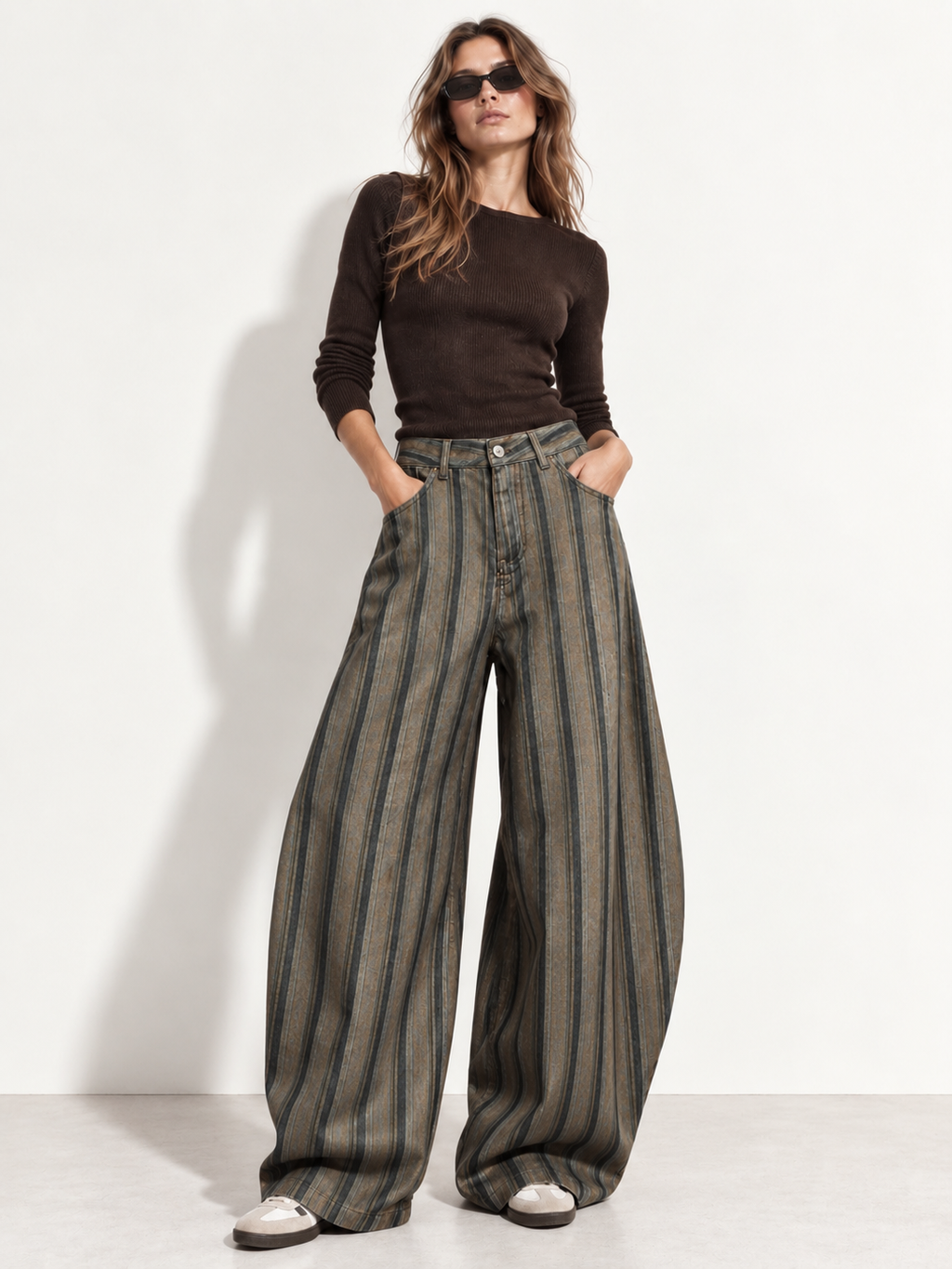 Mocha & Charcoal Stripe Jeans