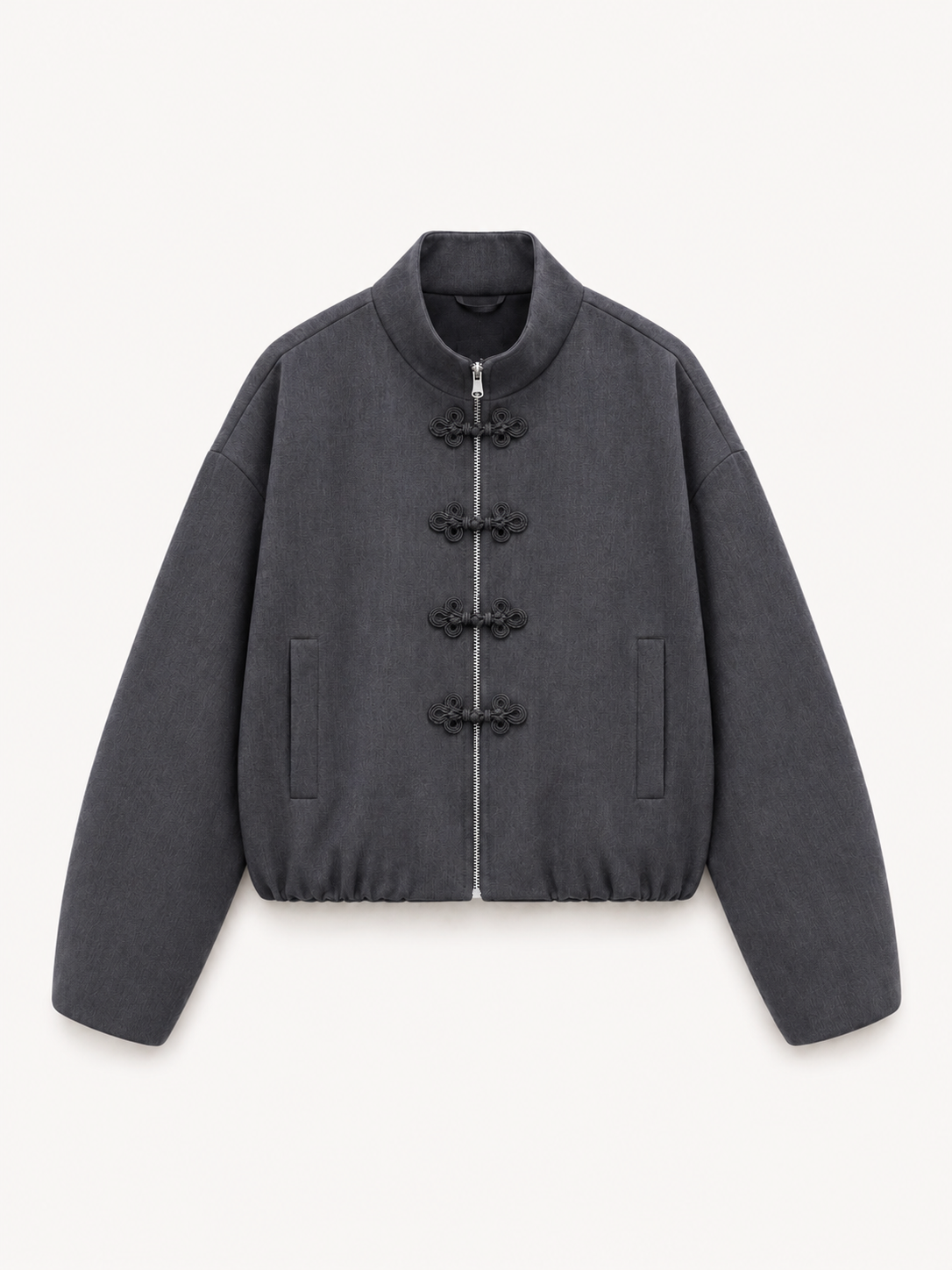 Charcoal Chinese-Style Zip-Up Jacket