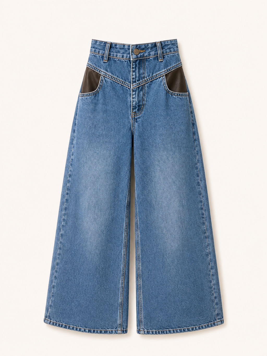 V-Panel Wide Leg Jeans
