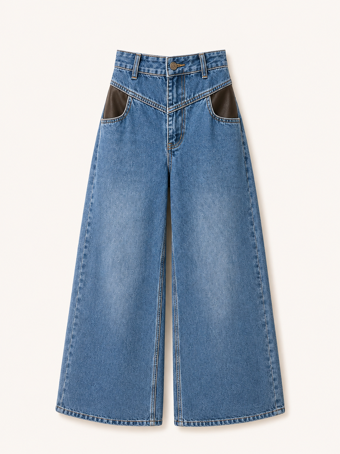 V-Panel Wide Leg Jeans