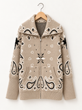 Paisley Zip-Up Knit Jacket