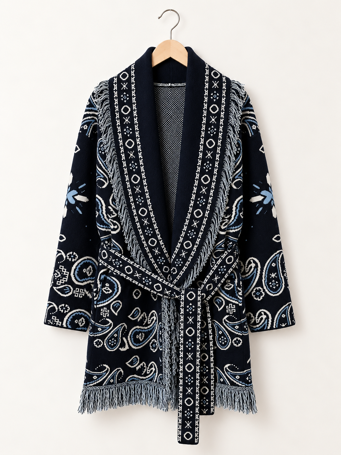 Paisley Fringe Wrap Coat