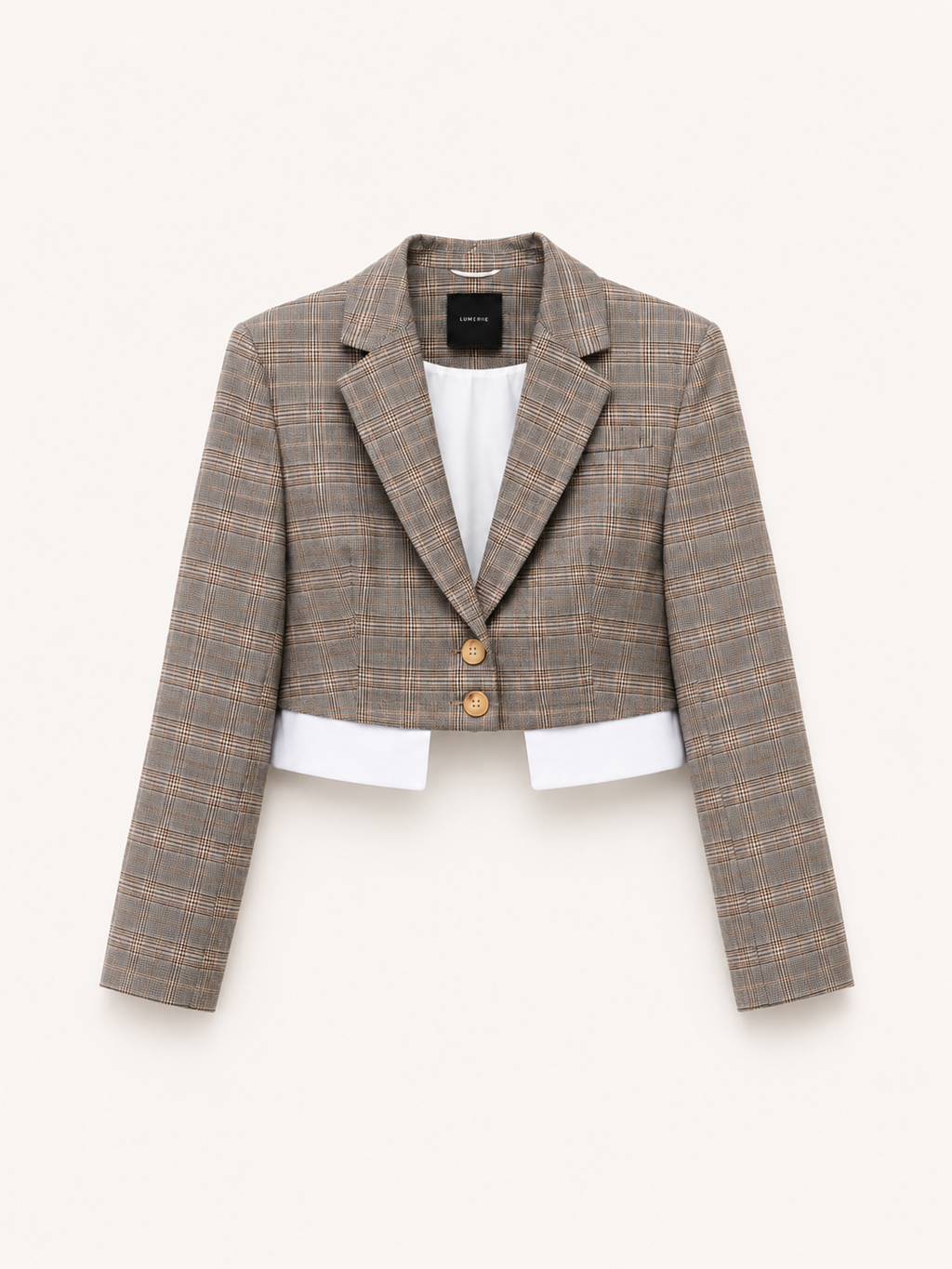 Contrast Check Cropped Blazer