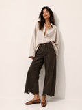 Brown Raw-Hem Straight Leg Jeans