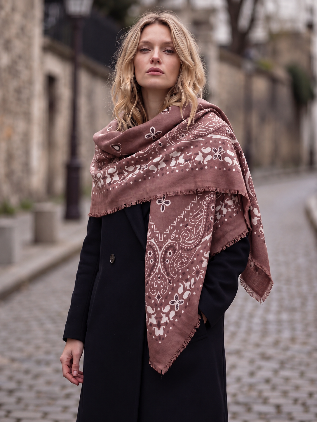 Ornate Paisley Fringe Scarf