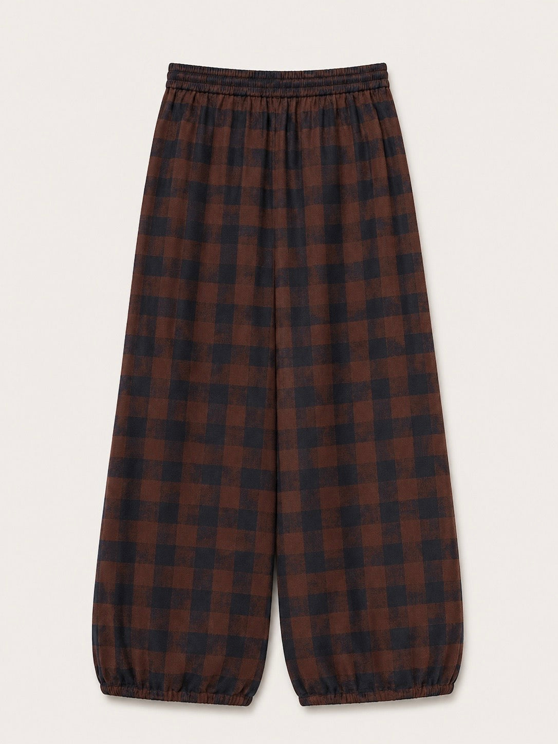 Burgundy Checked Balloon-Leg Trousers