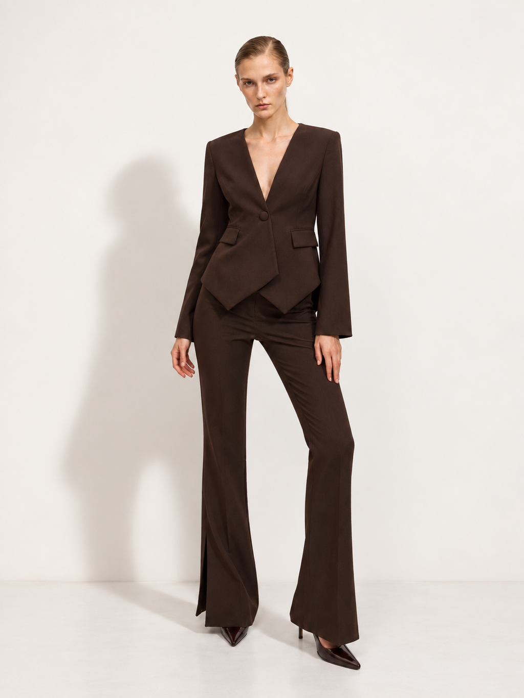 Sculpted Tailored Brown Blazer