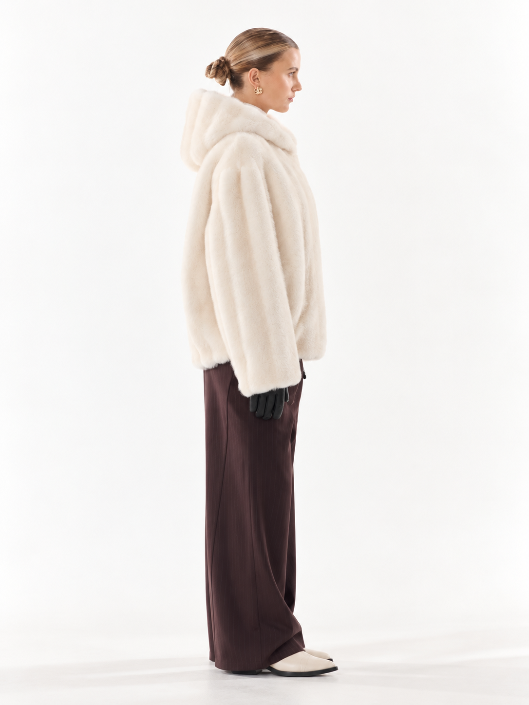 Ivory Hooded Fur Jacket
