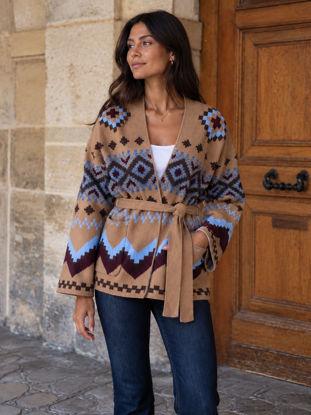 Patterned Knit Cardigan