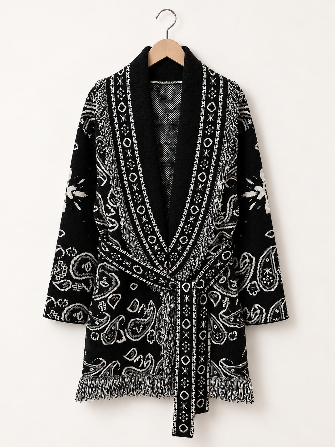 Paisley Fringe Wrap Coat