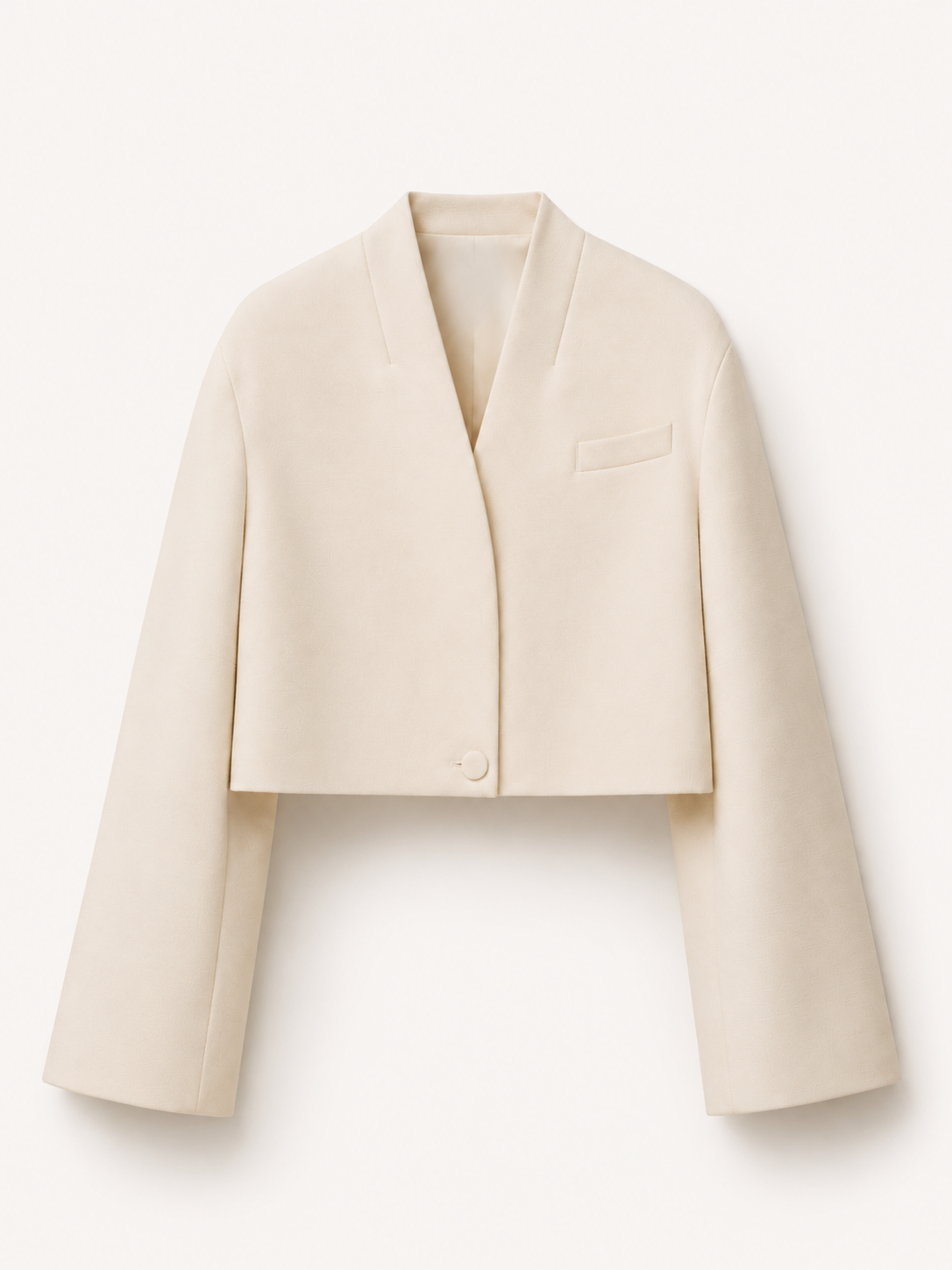 Beige Sculpted Cropped Blazer
