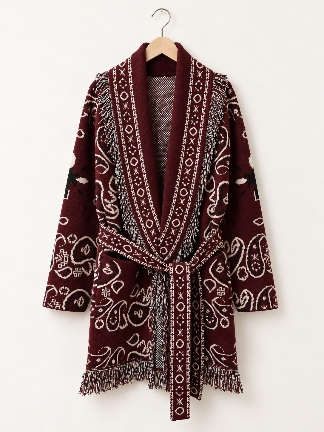 Paisley Fringe Wrap Coat