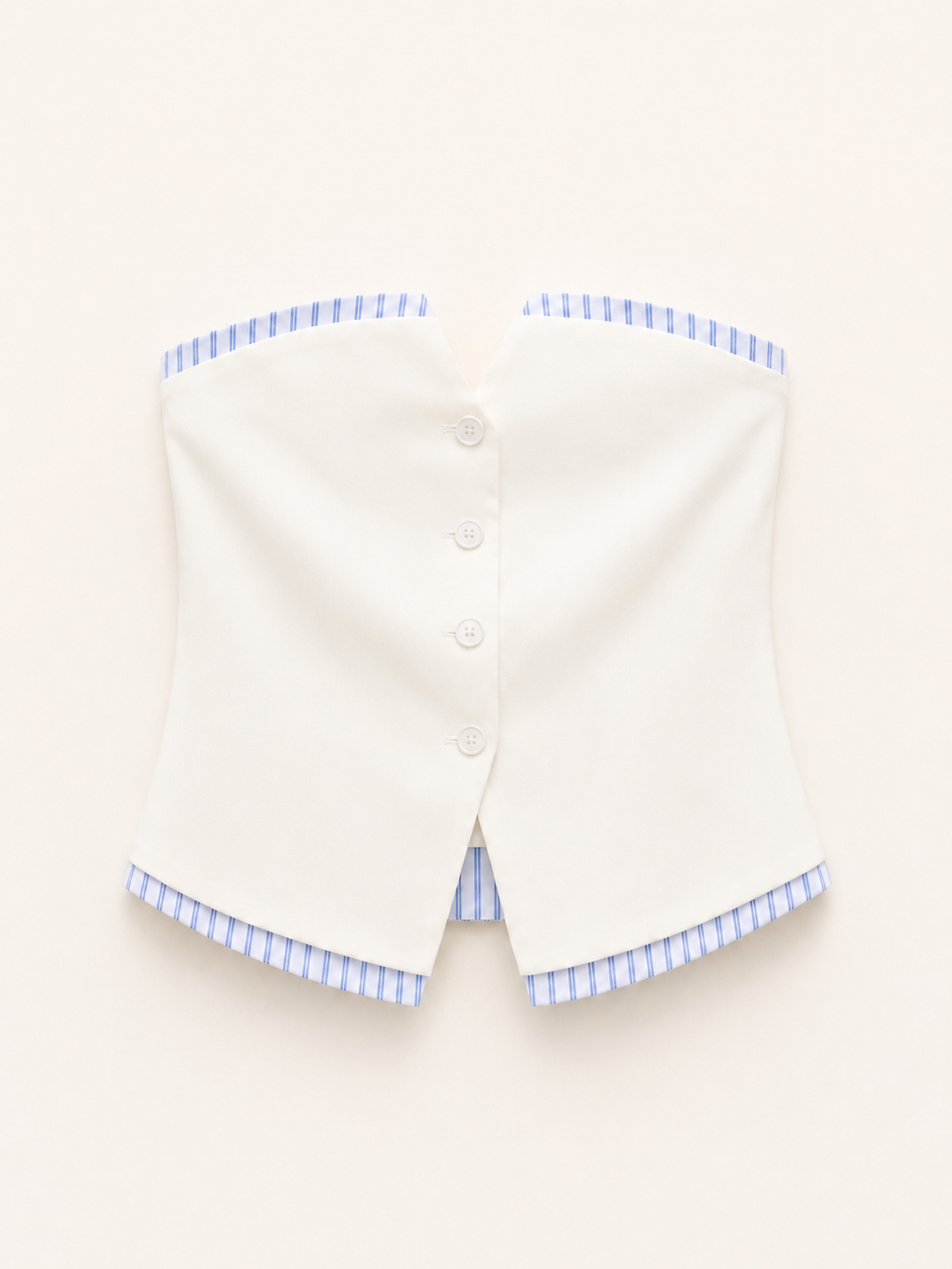 Structured Strapless Top with Contrast Striped Trim