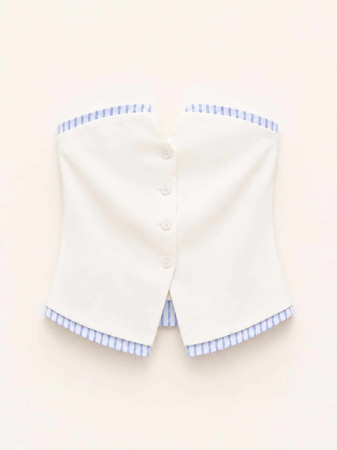 Structured Strapless Top with Contrast Striped Trim