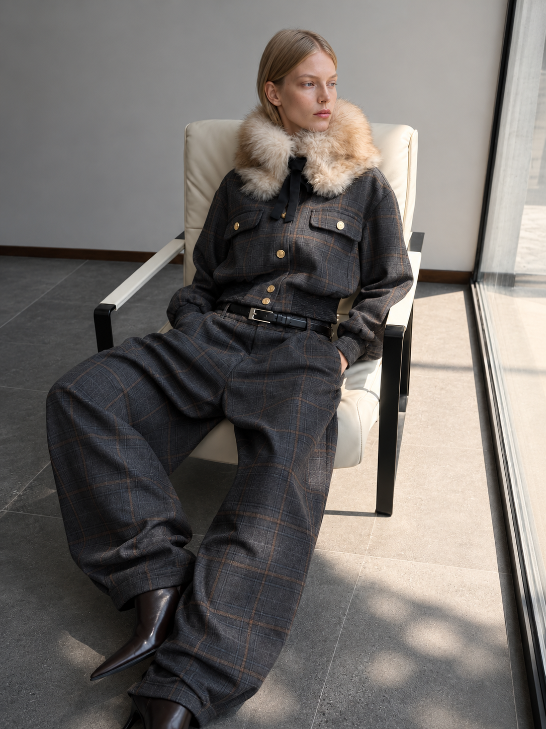 The Brown Harper Plaid Jacket