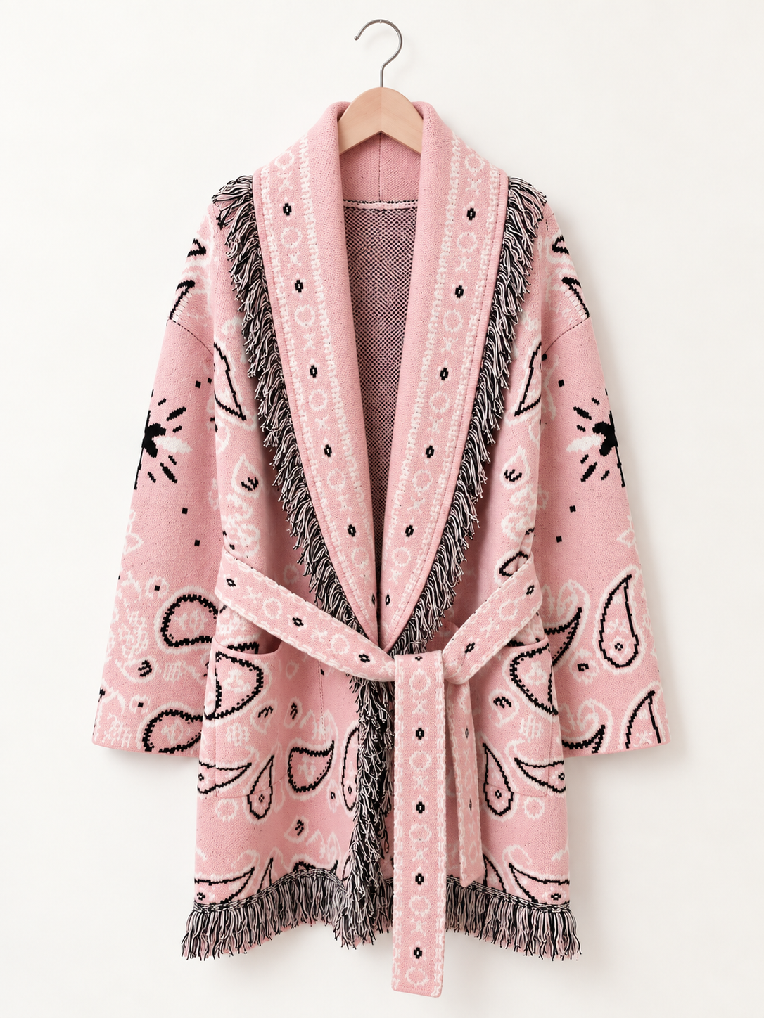 Paisley Fringe Wrap Coat