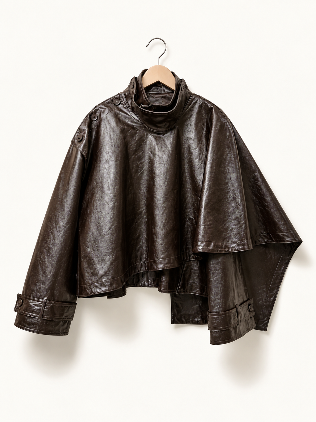 Faux Leather Detachable Overlay Jacket