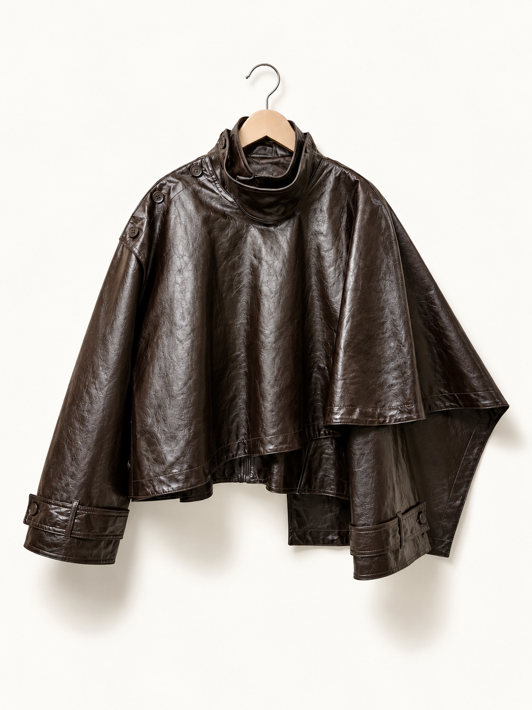 Faux Leather Detachable Overlay Jacket