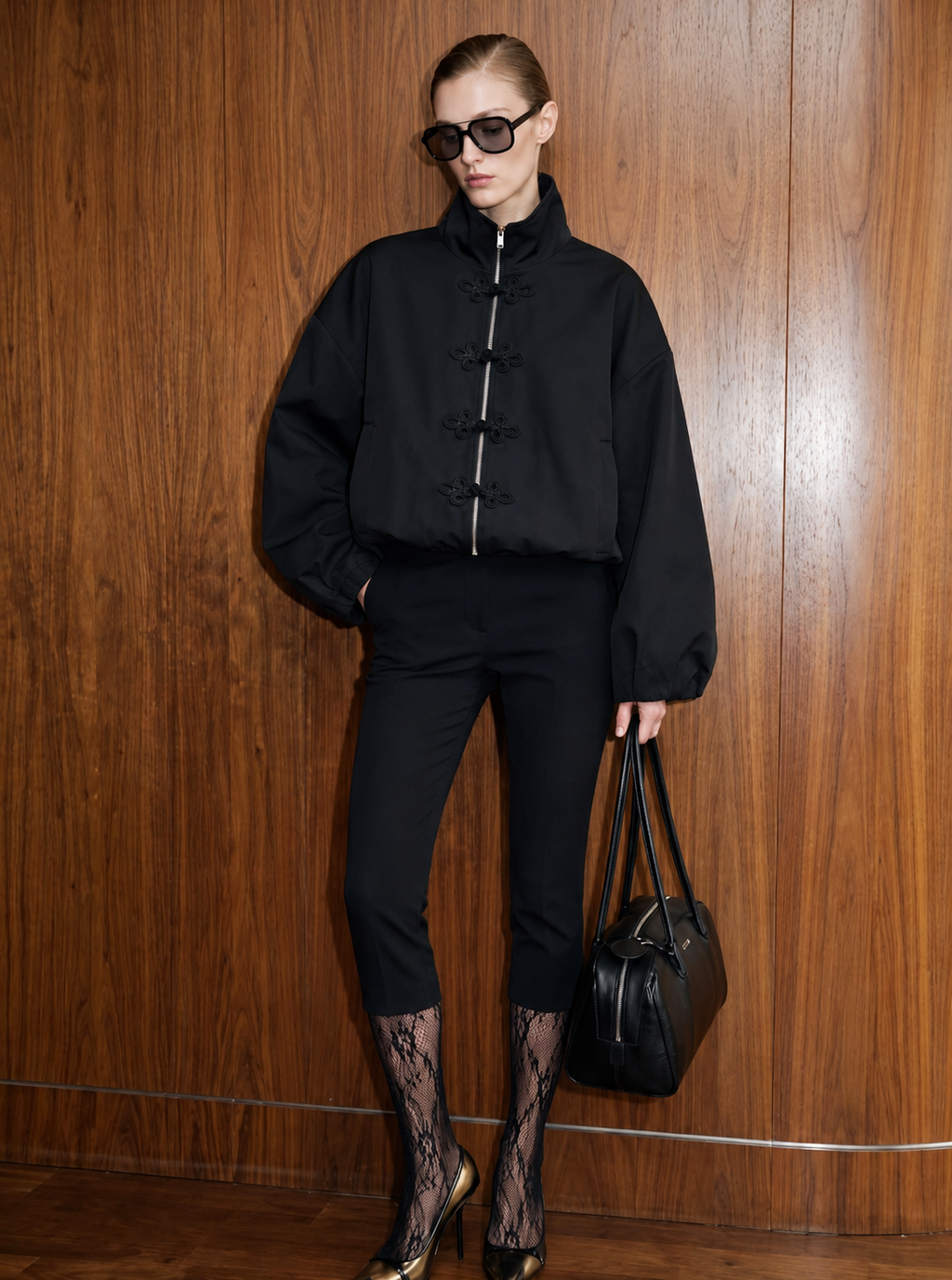 Midnight Chinese-Style Zip-Up Jacket