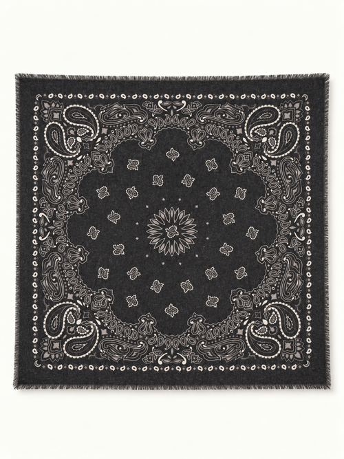 Bandana Print Fringe Shawl