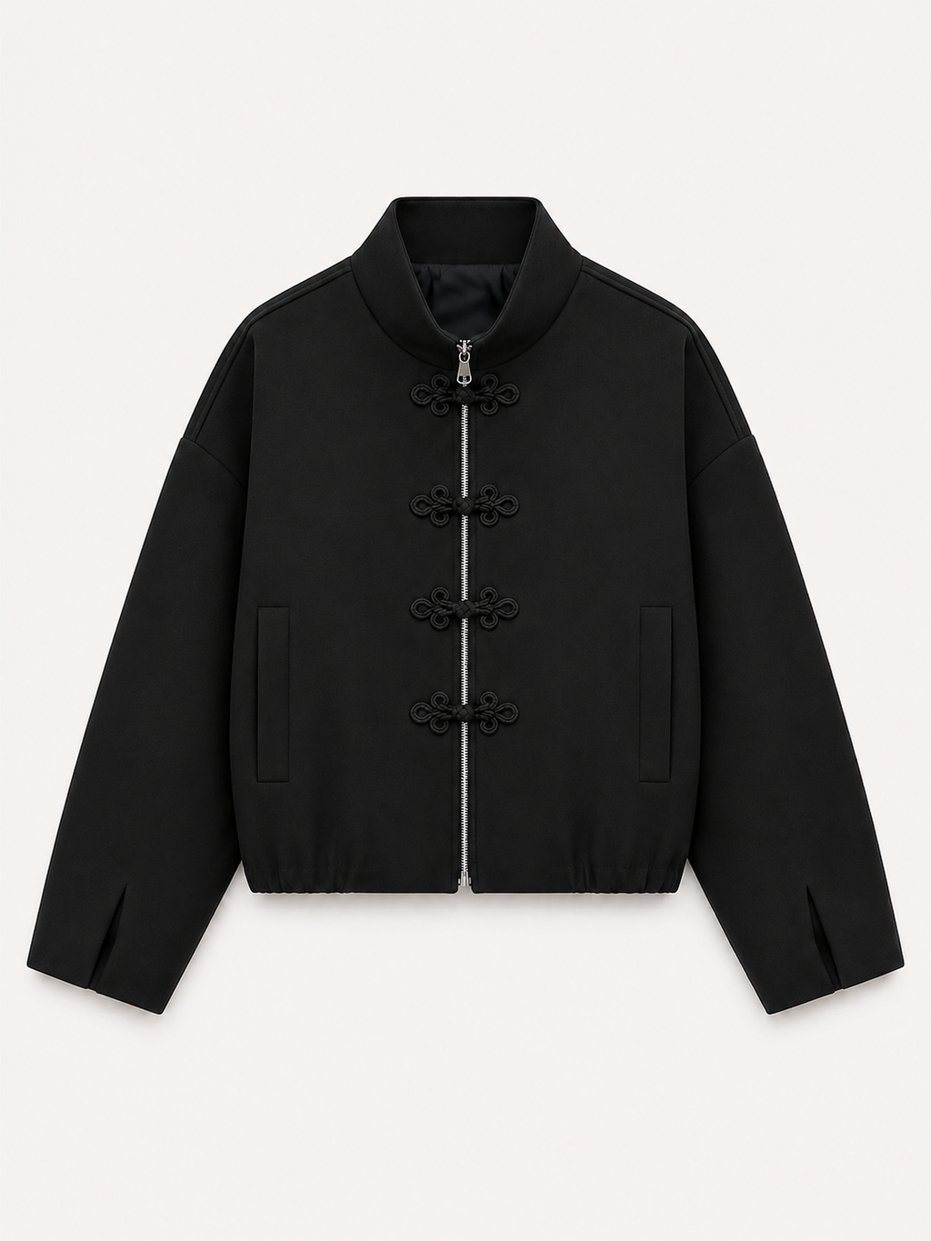 Midnight Chinese-Style Zip-Up Jacket