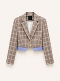 Contrast Check Cropped Blazer