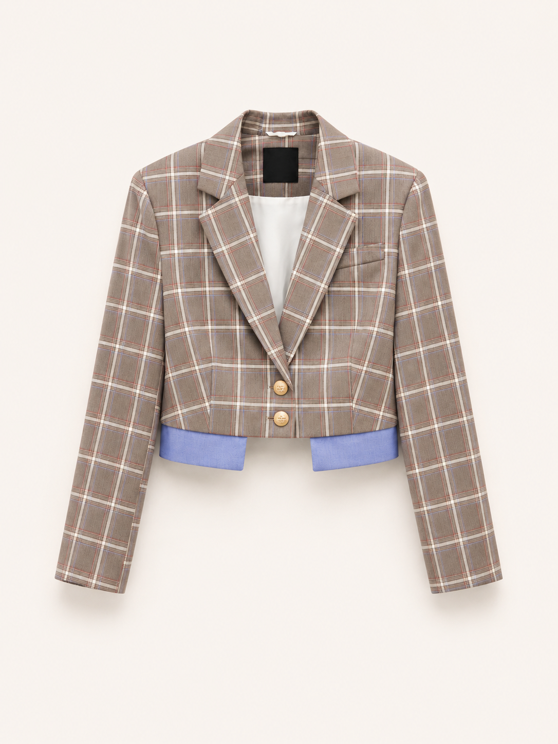 Contrast Check Cropped Blazer