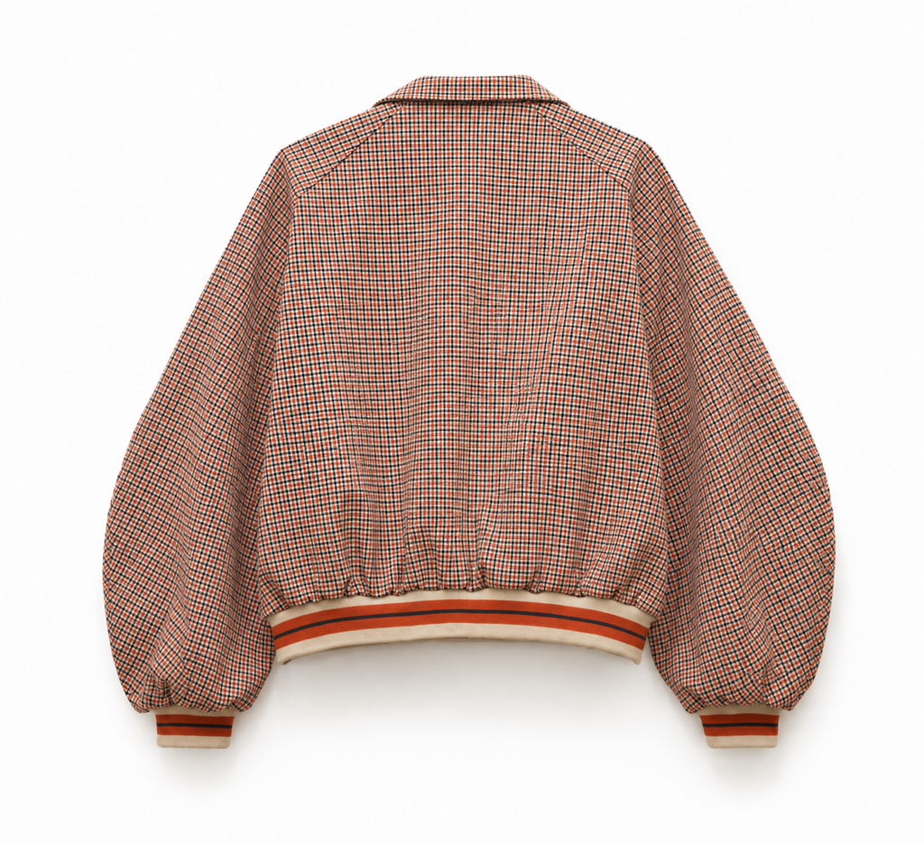 Checked Plaid Zip-Up Bomber Jacket