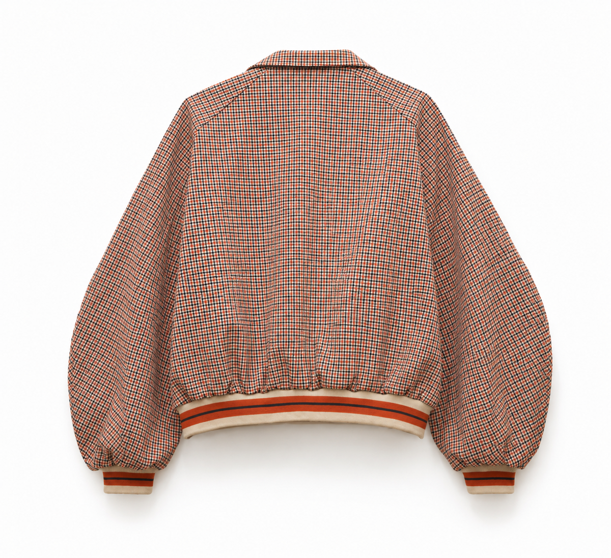 Checked Plaid Zip-Up Bomber Jacket