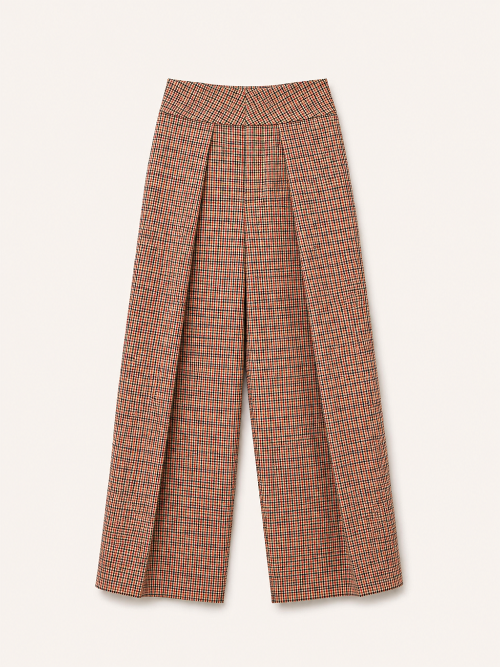 Checked Wide-Leg Trousers