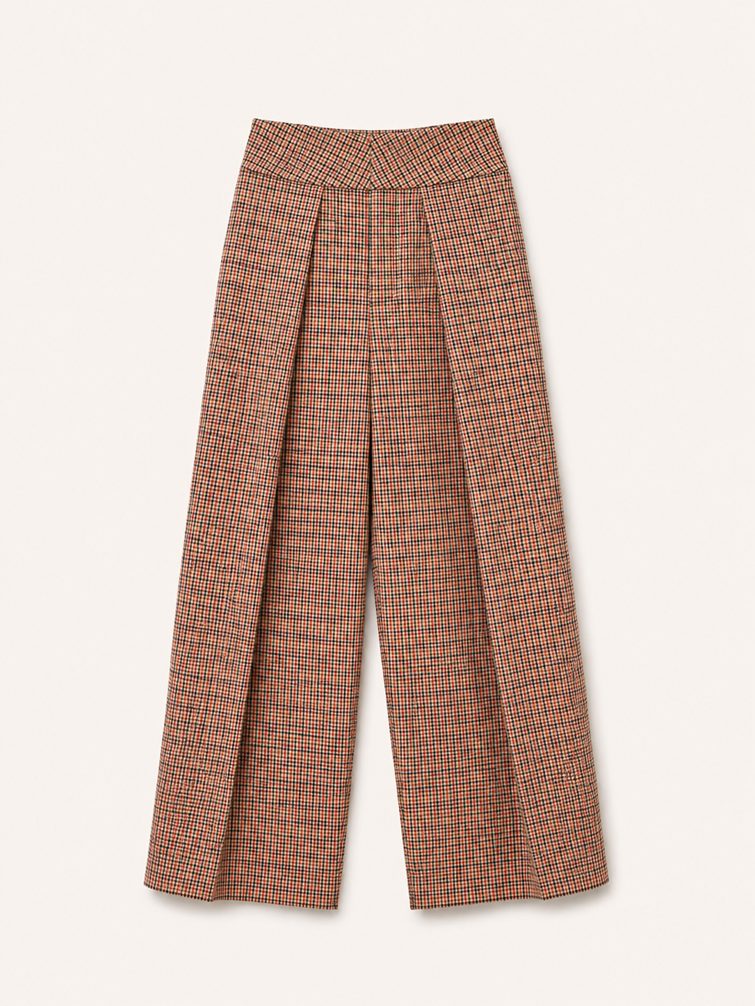 Checked Wide-Leg Trousers