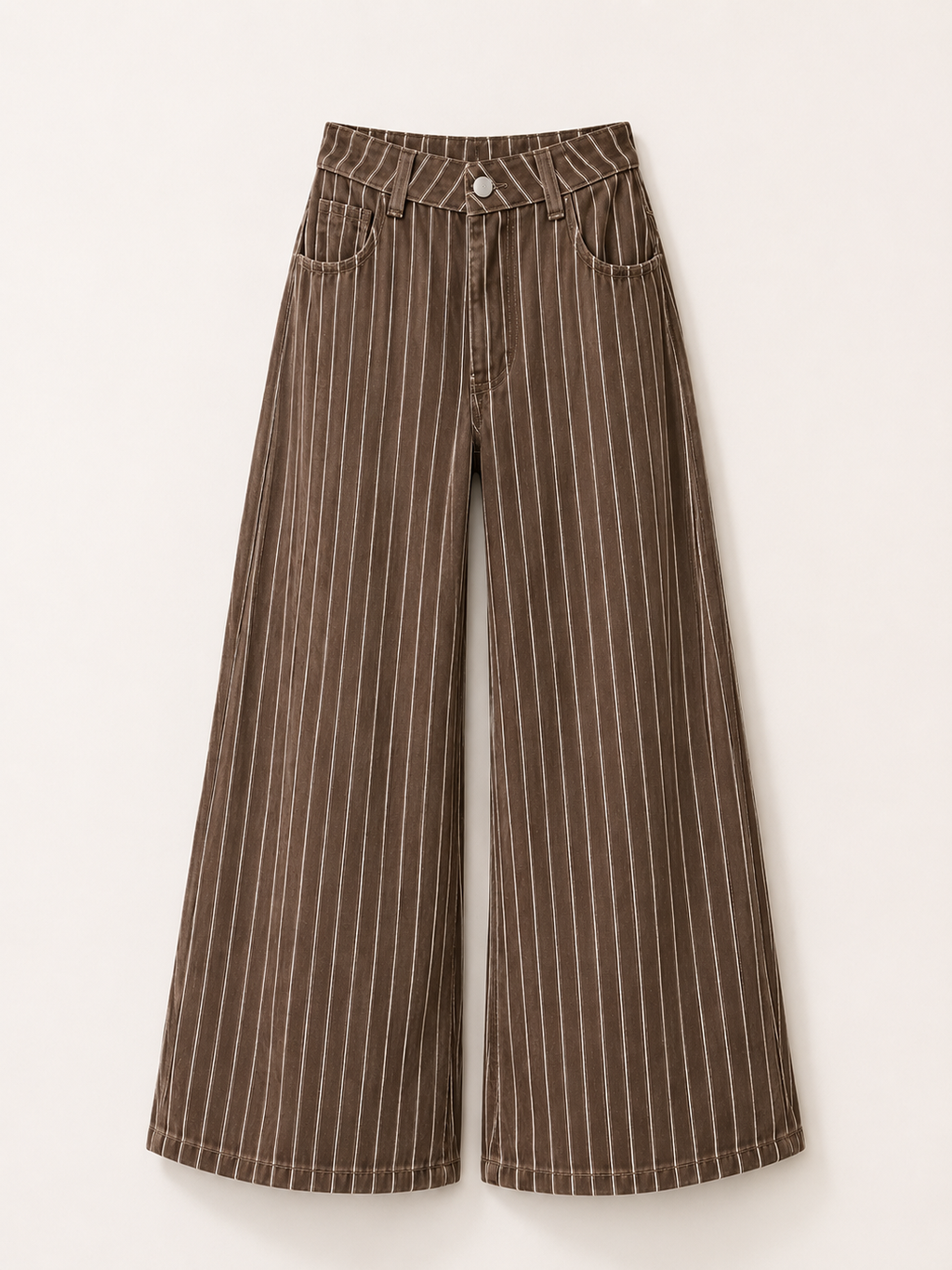 Pinstripe Wide-Leg Pants