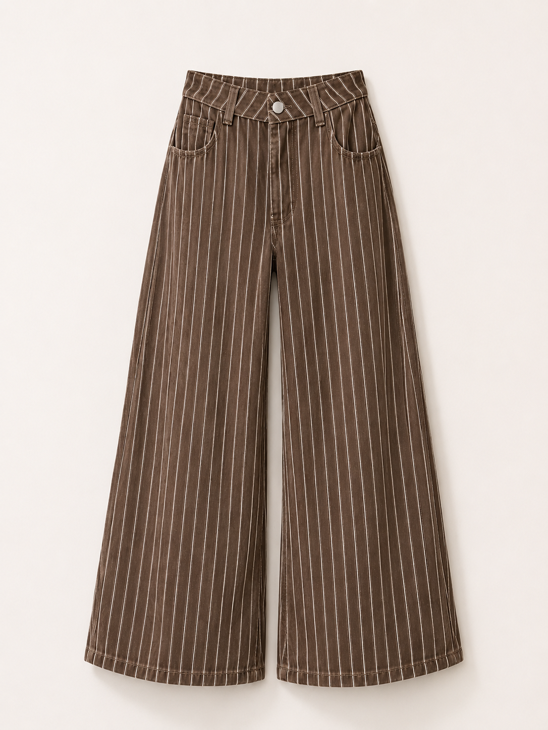 Pinstripe Wide-Leg Pants