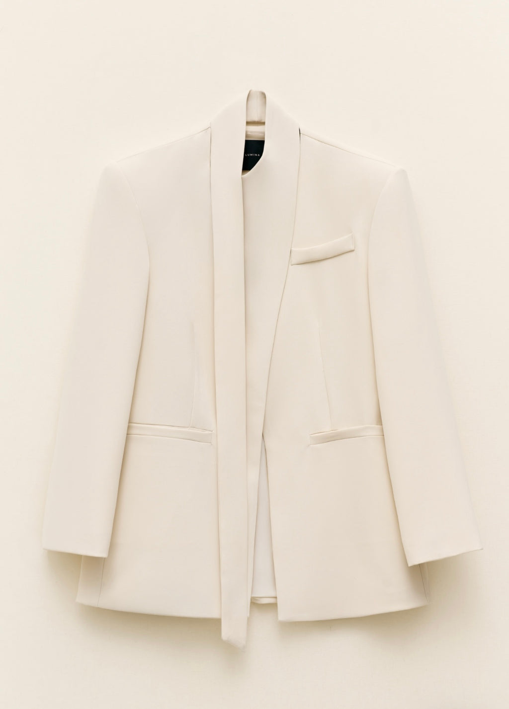 Minimalist Cut-Out Cream Blazer