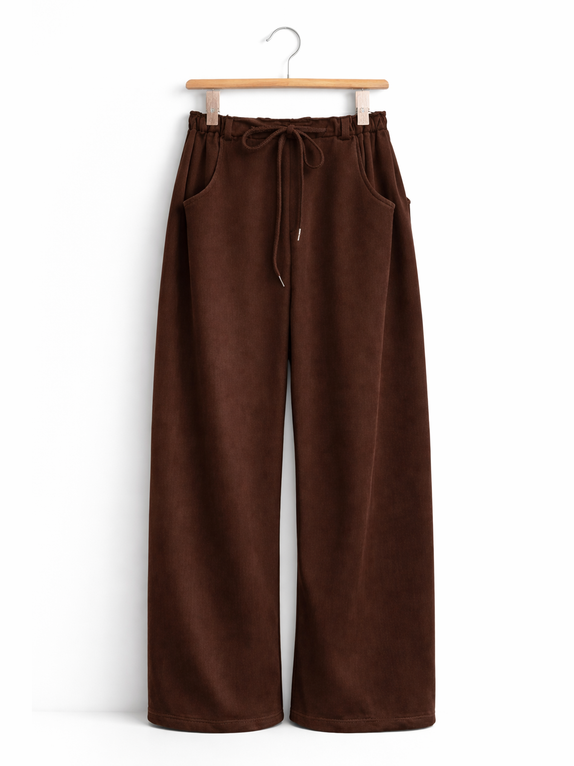 Cocoa Cotton Wide-Leg Trouser