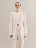 Minimalist Cut-Out Cream Blazer